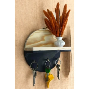 Ahşap Yuvarlak Mini Raf | Dekoratif Duvar Rafı | Anahtar & Maske Askısı