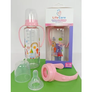 Life Care Kulplu Cam Biberon 250ML Pembe