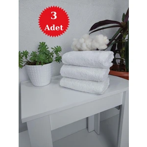 Mef Collection 3'lü Beyaz Pamuklu Berber Havlusu Kuaför Havlusu - 50x90 cm - Su Çekici ve Dayanıklı