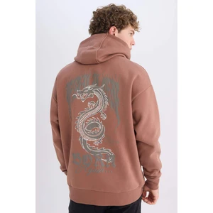 Boxy Fit Kapüşonlu Sırt Baskılı Sweatshirt D0849AX24AU