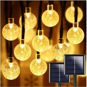 50 LED 7 Metre Sarı Opak Solar LED Işık Güneş Enerjili Bahçe Teras Balkon Ofis Ağaç Aydınlatması