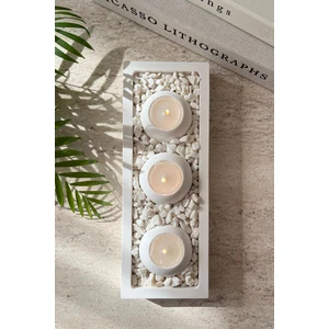 Mandalin Art Studio Dekoratif Tabaklı Beton Mumluk 3'lü Set