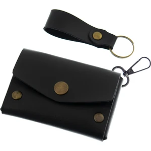 Siyah Renk, Deri, Kancalı Bozuk Para Cüzdan Seti, Özel Günler Için En Iyi Hediye, Özel Üretim