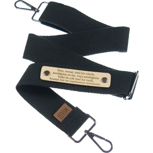 Siyah Renk, Pamuklu Kolon Detaylı Çanta Askısı, Sevdiklerinizin Ismine Özel Hediyelik, 140 cm Kayış