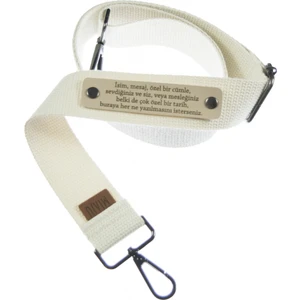 Krem Renk, Kişiye Özel, Crossbody Çanta Askısı, Ayar Tokalı Pamuklu, 140 cm Uzun Çanta Kayışı