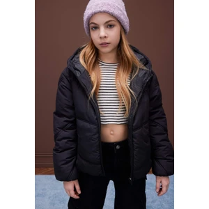 Kız Çocuk Su Geçirmez Kapüşonlu Fermuarlı Cepli Şişme Mont D6928A825SP