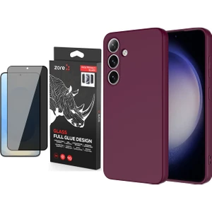 Samsung Galaxy S25 Plus Kılıf Zore Mara Lansman Kapak + Premium Privacy Temperli Cam Ekran Koruyucu
