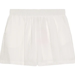 Beli Lastikli Dokulu Basic Mini Şort Ekru