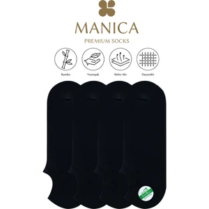 Erkek Bambu Sneaker Çorap 4 Çift - Siyah