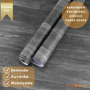 60×500 cm  Kendinden Yapışkanlı Parke Görünümlü Premium Zemin Duvar Kağıdı Dolap Kaplama