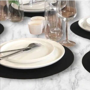 Siyah Supla 6'lı 3 mm Siyah 30 cm Çap Yuvarlak Servis Altı Supla