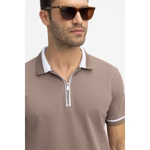 Erkek Polo Yaka Slim Fit Pamuk Fermuarlı Pike Tişört