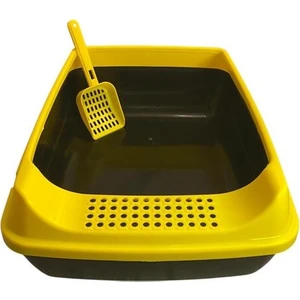 Chitto Elekli Açık Kedi Tuvaleti - Sarı ** (Kürek Hediyeli)