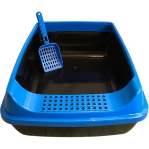 Chitto Elekli Açık Kedi Tuvaleti - Mavi ** (Kürek Hediyeli)