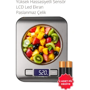 Techfit Dijital Mutfak Terazisi -Led Ekran Mutfak Tartısı 5 kg