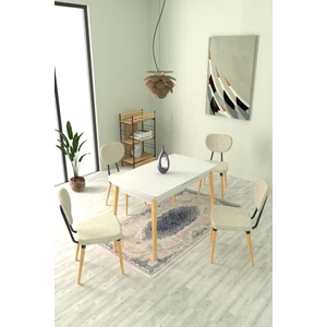 Deniz Sandalye Avanos Ahşap Mdf Açılır Mutfak Masası Takımı - 70 x 120+30  cm