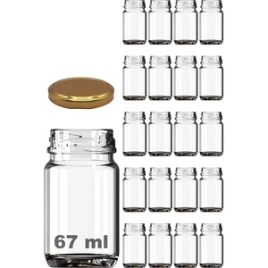 67 ml Metal Gold Kapaklı Shot Şişesi 67 cc Şeffaf Küçük Kavanoz 20 Adet