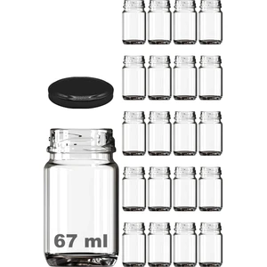 67 ml Metal Siyah Kapaklı Shot Şişesi 67 cc Şeffaf Küçük Kavanoz 20 Adet