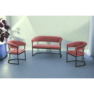 Rio Çay Seti Takımı Koltuk Takımı Oturma Odası Kafe Antre Hol Ofis 2+1+1 Siyah Metal