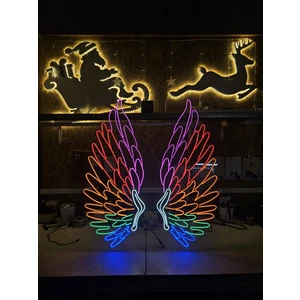 Çizgi Neon Cizgineon Melek Kanadı Neon LED Işıklı Duvar Dekarasyon