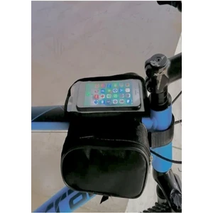 Kadro Üstü Bisiklet Heybe Çantası – Dokunmatik Telefon Bölmeli, Suya Dayanıklı, Çift Cepli, 9x17 cm, Siyah, Yerli Üretim