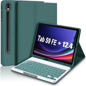 Samsung Galaxy Tab S9 Fe Plus 12.4" Q Türkçe Klavyeli Kılıf Kalem Bölmeli Bluetooth Özellikli Stand