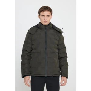 Standart Fit Normal Kesim Kapüşonlu Desenli Mont