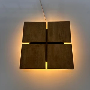 LED Işıklı Ahşap Aplik Modern Duvar Dekoru