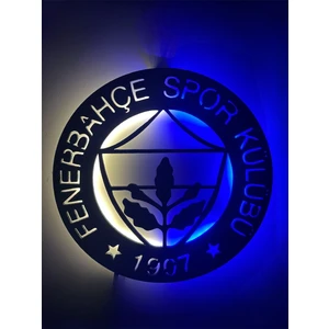 DGRK Fenerbahçe LED Işıklı Tablo Duvar Dekoru Tablosu Siyah Ahşap Lazer Mdf