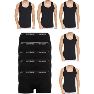 10 Parça Atlet ve Boxer Takımı 5 Siyah Boxer 5 Siyah Atlet