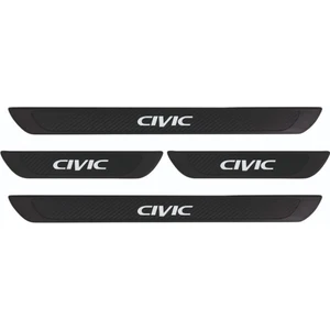 Honda 2012-14 Civic Old Karbon Kapı Eşiği 4 Parça Krom Yazılı