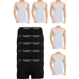 10 Parça Atlet ve Boxer Takımı 5 Siyah Boxer 5 Gri Atlet