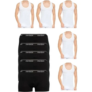 10 Parça Atlet ve Boxer Takımı 5 Siyah Boxer 5 Beyaz Atlet
