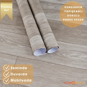 60×500 cm  Kendinden Yapışkanlı Parke Görünümlü Premium Zemin Duvar Kağıdı Dolap Kaplama