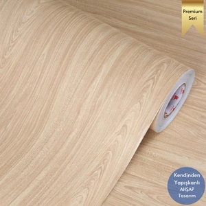 60×100 cm  Kendinden Yapışkanlı Dokulu Ahşap Görünümlü Premium Duvar Kağıdı Dolap Kaplama Açık Ahşap