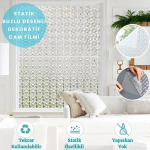 60CMX100CM Buzlu Desenli Cam Kaplama Filmi Statik Duşa Kabin Ofis Dekorasyon Folyo