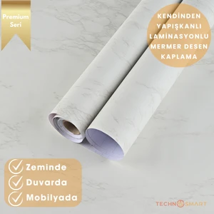60×100 cm  Kendinden Yapışkanlı Mermer Görünümlü Premium Zemin Duvar Kağıdı Dolap Kaplama