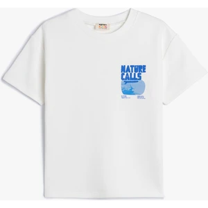 Slogan Baskılı Bisiklet Yaka Pamuklu Oversize Tişört