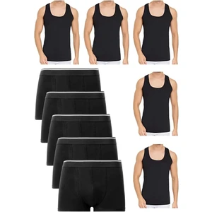 Erkek 5'li Pamuklu Likralı Boxer Atlet 5 Atlet 5 Boxer