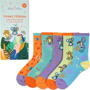 Milk&moo Jungle Friends Çocuk Çorap Seti 5'li, Beden 27-30, Yumuşak ve Dayanıklı Kumaş