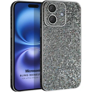 Apple iPhone 16 Plus Kılıf Bling Rhinestones Koyu Gri