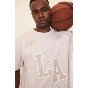 Defactofit Nba Los Angeles Lakers Oversize Geniş Kalıp Bisiklet Yaka Sporcu Kısa Kollu Pike TIŞÖRT D8551AX25SP