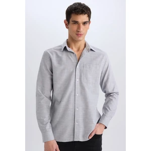 Modern Fit Polo Yaka Basic Düz Uzun Kollu Gömlek E5045AX25SM