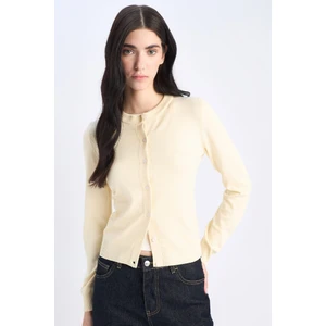 Regular Fit Bisiklet Yaka Basic Düz Düğmeli Triko Hırka D6282AX25SP