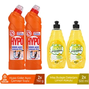 Gider Açıcı Çamaşır Suyu Çam Tazeliği 750 gr x 2 + Miss Bulaşık Deterjanı Limon 500 ml x2