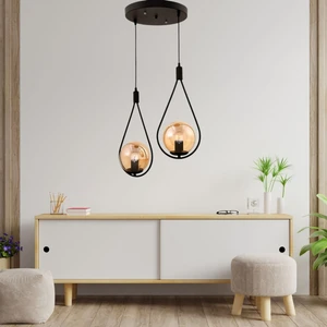 Yıldız Home Damla Uyum 2.li Siyah-Bal Camlı Avize