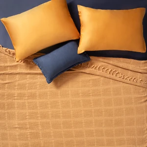 Solıd Çift Kişilik Tencel - Cotton Tencel Pamuk Pike 200x220 Cm Tarçın