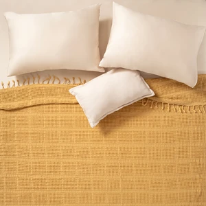 Solıd Kıng Sıze Tencel - Cotton Tencel Pamuk Pike 240x220 Cm Sarı