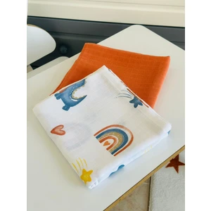 Fulya Tuhafiye  Pamuk 2'li Müslin Bebek Battaniye Seti Müslin Örtü 80X90 cm