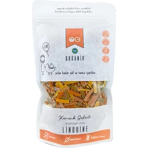 Organik Karışık Sebzeli Bakliyat Unlu Şerit Makarna Linguine 200 Gr +8 Ay